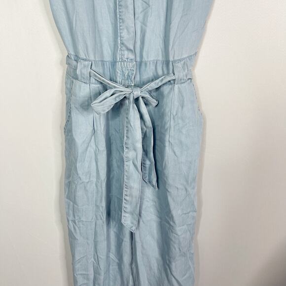 Reistor XSmall Blue Denim Evening Chai Jumpsuit Hidden Button Pockets Tencel - Picture 4 of 15